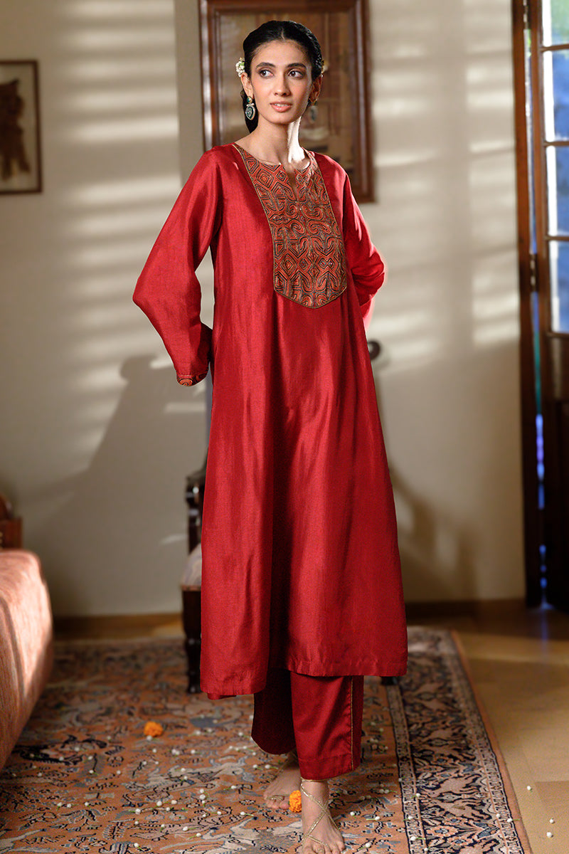 Maroon Raw Silk Co-ord Set