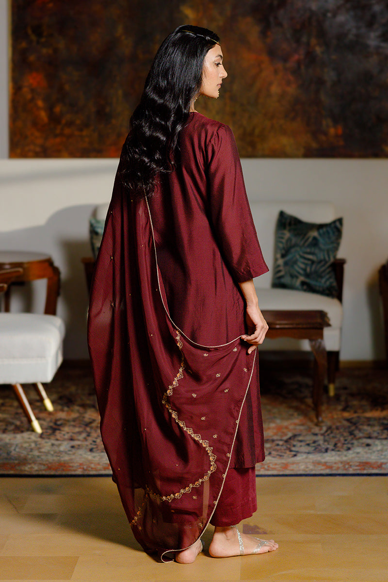 Plum Silk Festive Kurta Set
