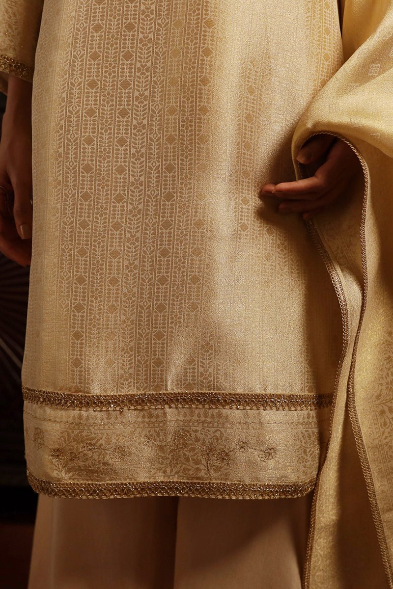 Ecru Woven Silk Salwar Suit