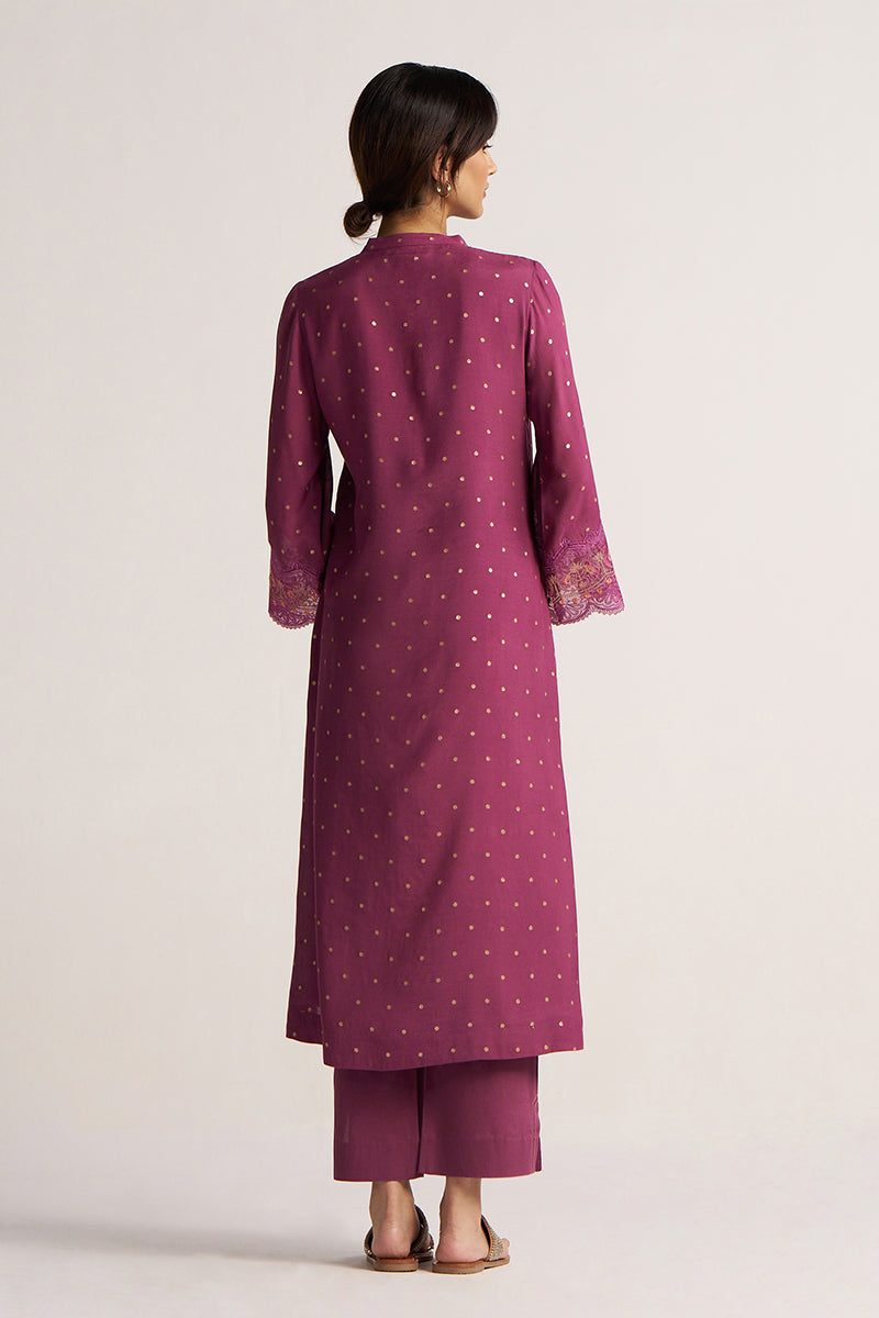 Damson Purple Zari Polka Festive Co-ord Set