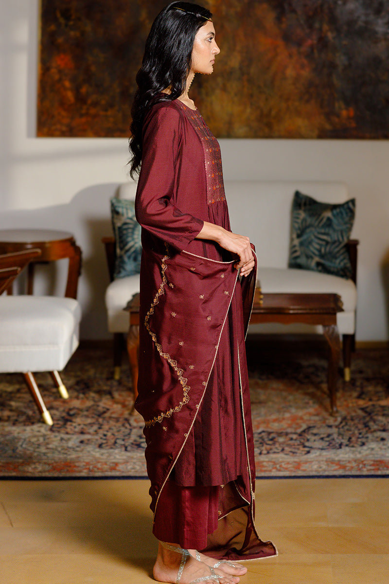 Plum Silk Festive Kurta Set