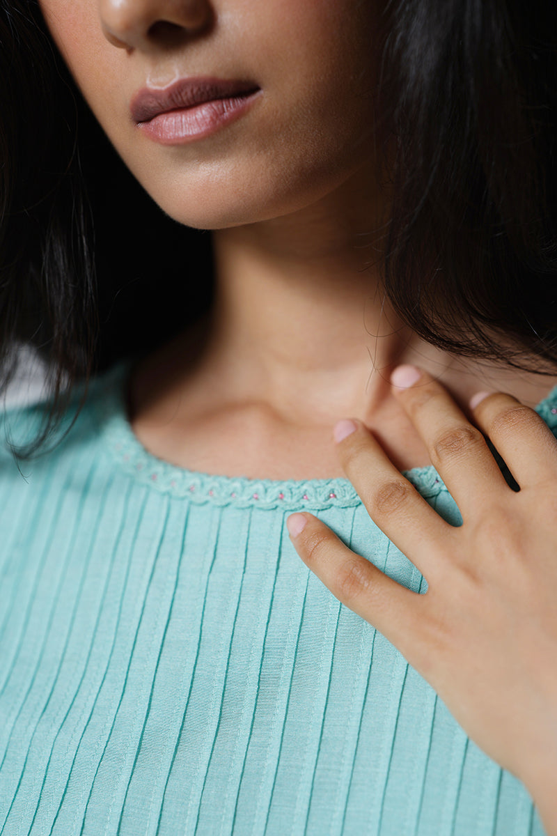 Sea Blue Pintuck Co-ord Set