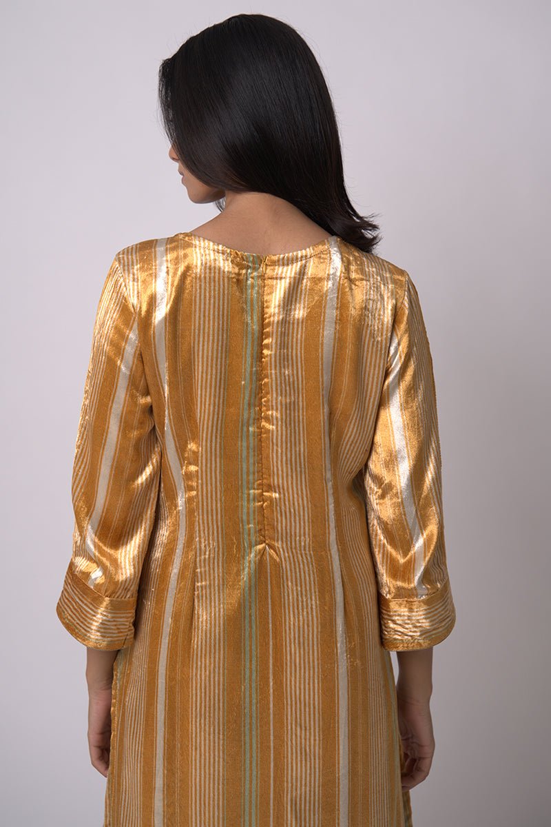 Mustard and Beige Silk Velvet Salwar Suit