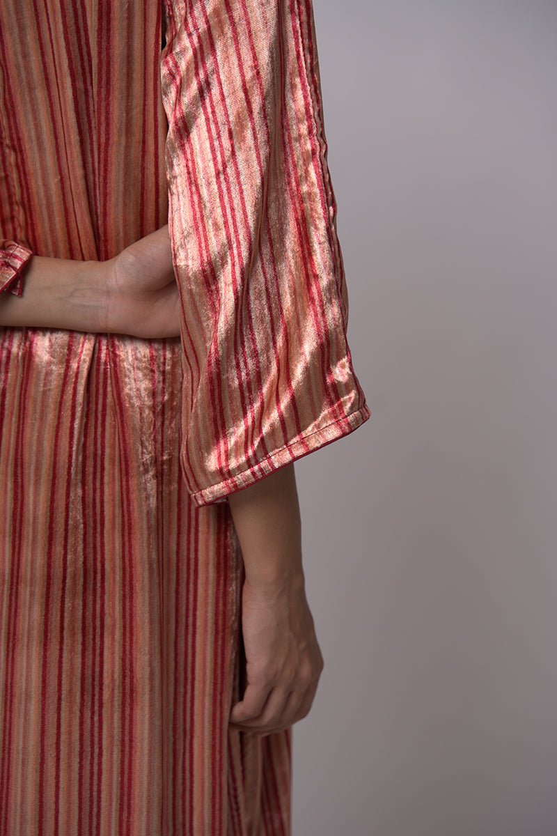 Maroon and Beige Silk Velvet Salwar Suit