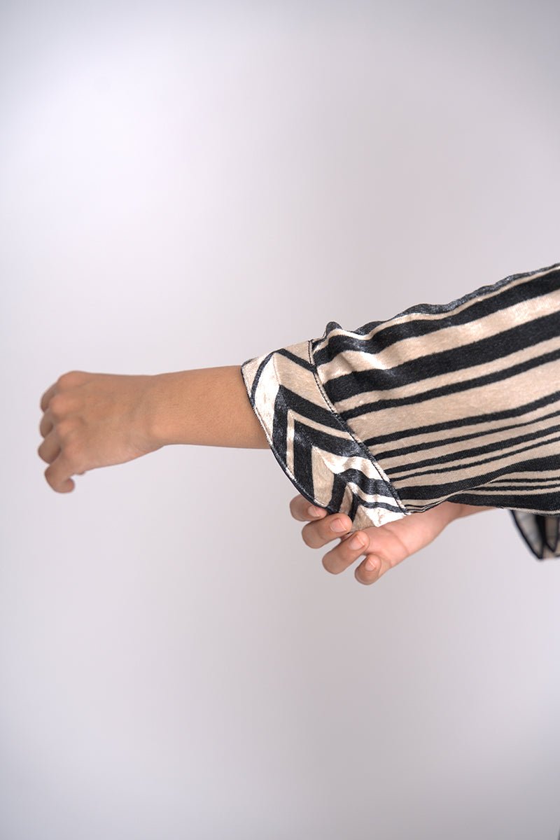 Black and Cream Silk Velvet Salwar Suit